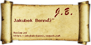 Jakubek Bennó névjegykártya